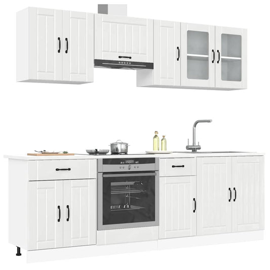 8-delige Keukenkastenset Lucca bewerkt hout glanzend wit is nu te koop bij PeponiXL, paradijselijk wonen!