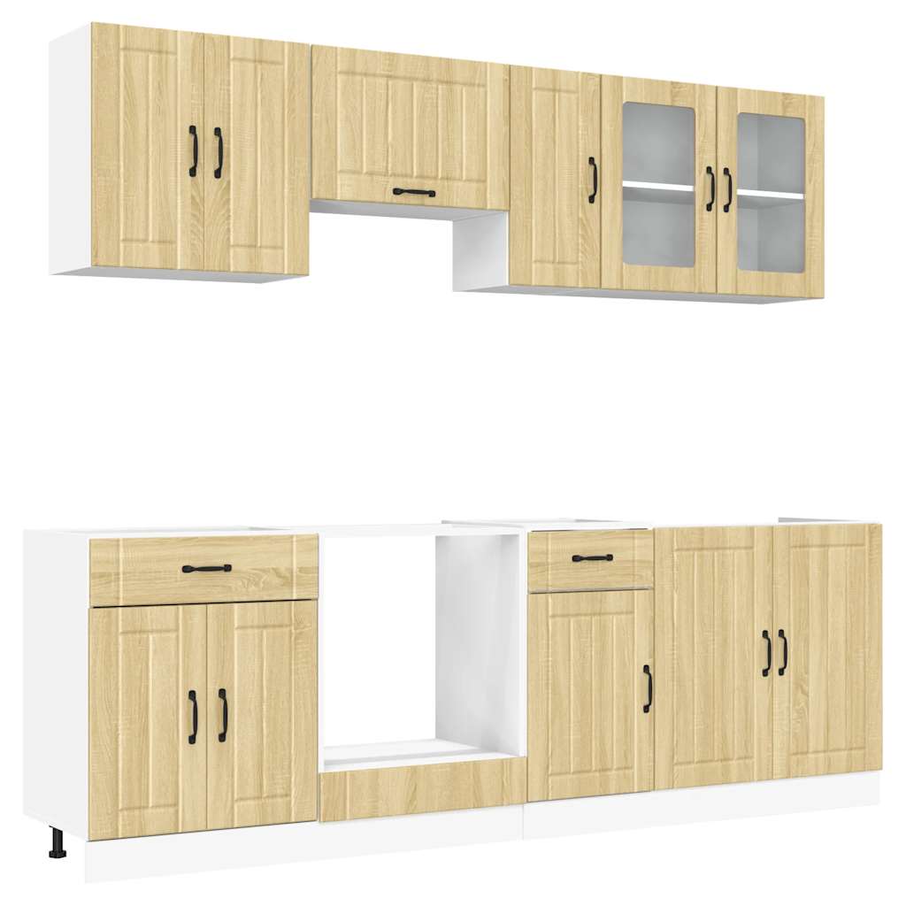 8-delige Keukenkastenset Lucca bewerkt hout sonoma eikenkleur is nu te koop bij PeponiXL, paradijselijk wonen!