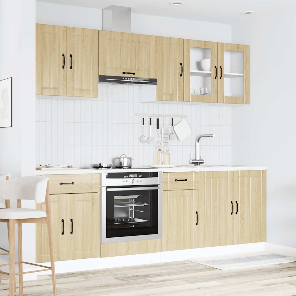 8-delige Keukenkastenset Lucca bewerkt hout sonoma eikenkleur is nu te koop bij PeponiXL, paradijselijk wonen!