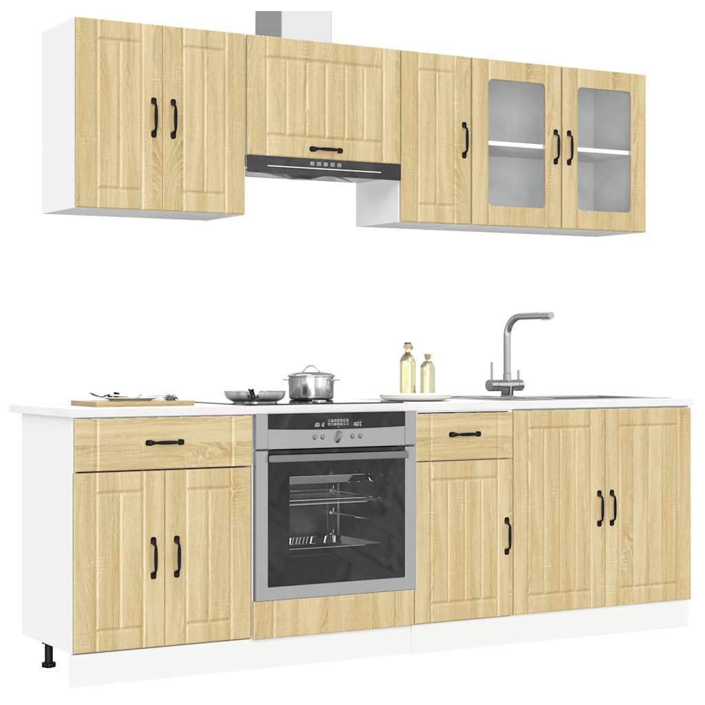 8-delige Keukenkastenset Lucca bewerkt hout sonoma eikenkleur is nu te koop bij PeponiXL, paradijselijk wonen!
