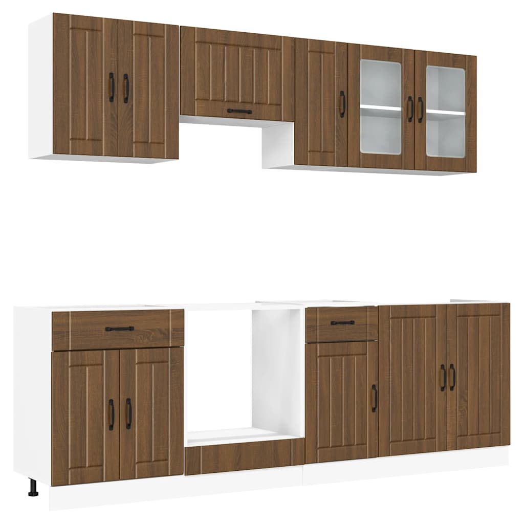 8-delige Keukenkastenset Lucca bewerkt hout bruin eikenkleur is nu te koop bij PeponiXL, paradijselijk wonen!