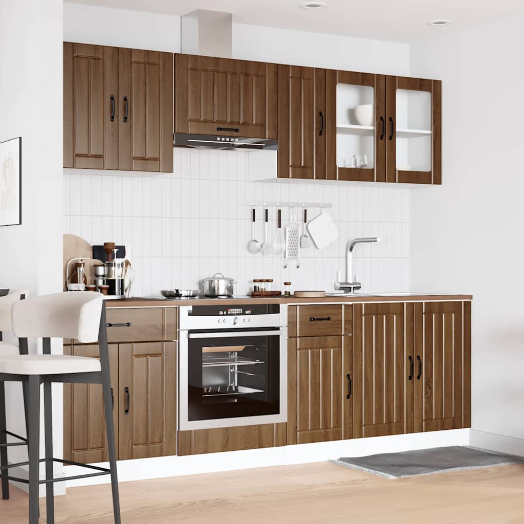 8-delige Keukenkastenset Lucca bewerkt hout bruin eikenkleur is nu te koop bij PeponiXL, paradijselijk wonen!