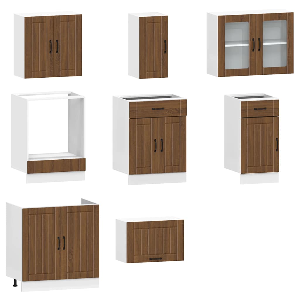 8-delige Keukenkastenset Lucca bewerkt hout bruin eikenkleur is nu te koop bij PeponiXL, paradijselijk wonen!