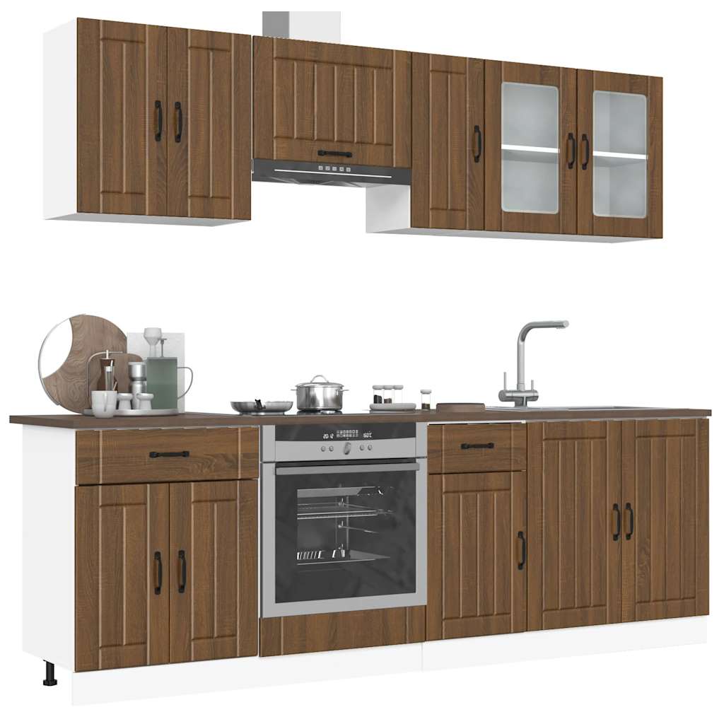 8-delige Keukenkastenset Lucca bewerkt hout bruin eikenkleur is nu te koop bij PeponiXL, paradijselijk wonen!