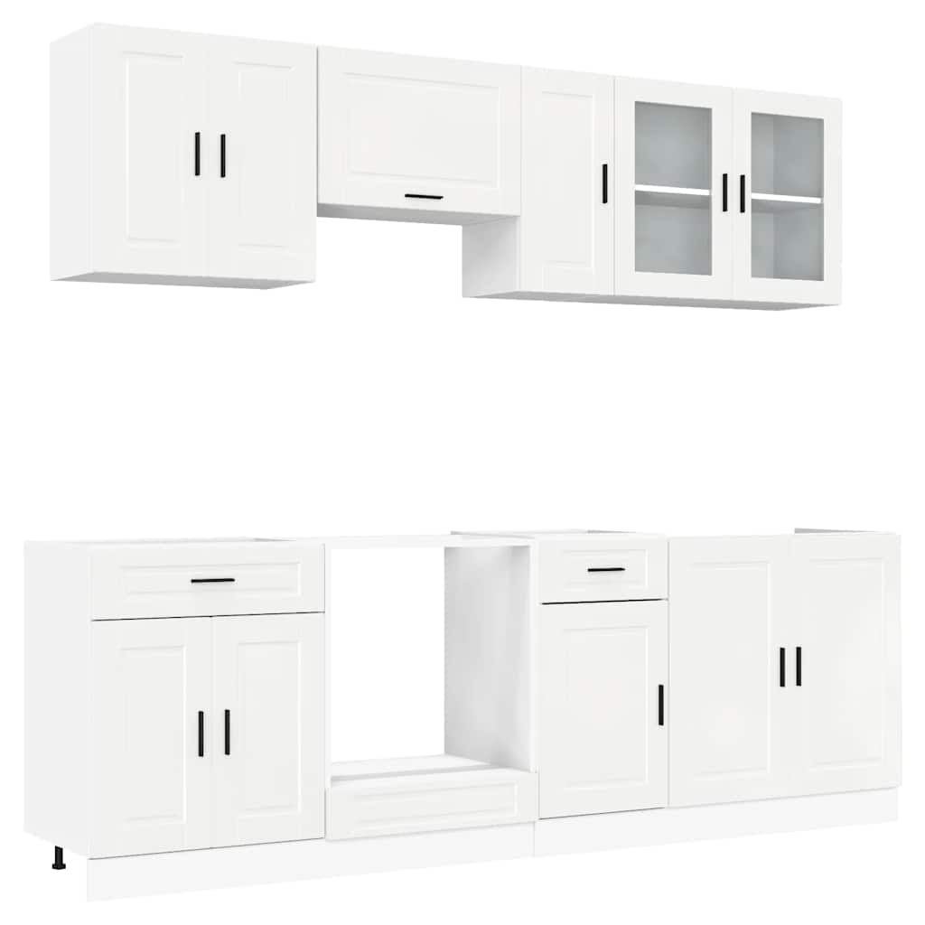 8-delige Keukenkastenset Kalmar bewerkt hout glanzend wit is nu te koop bij PeponiXL, paradijselijk wonen!