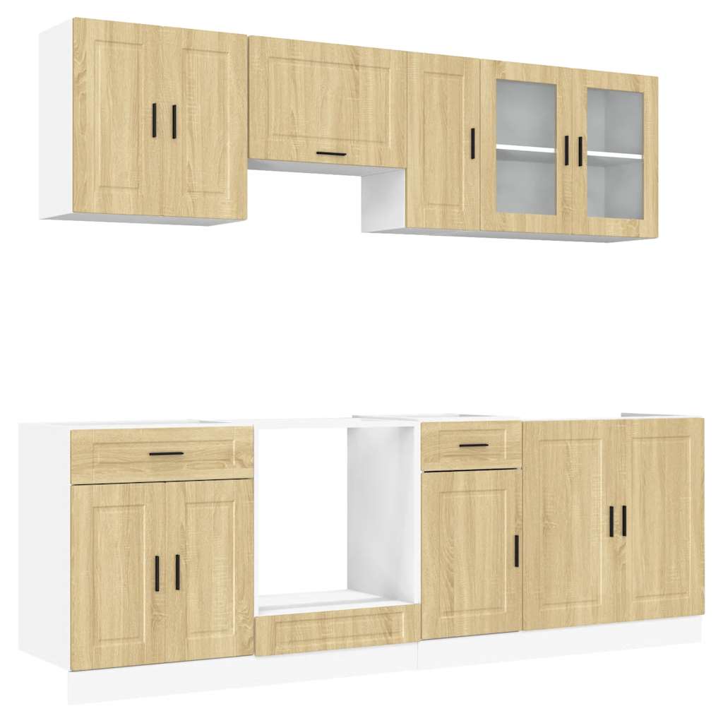 8-delige Keukenkastenset Porto bewerkt hout sonoma eikenkleur is nu te koop bij PeponiXL, paradijselijk wonen!