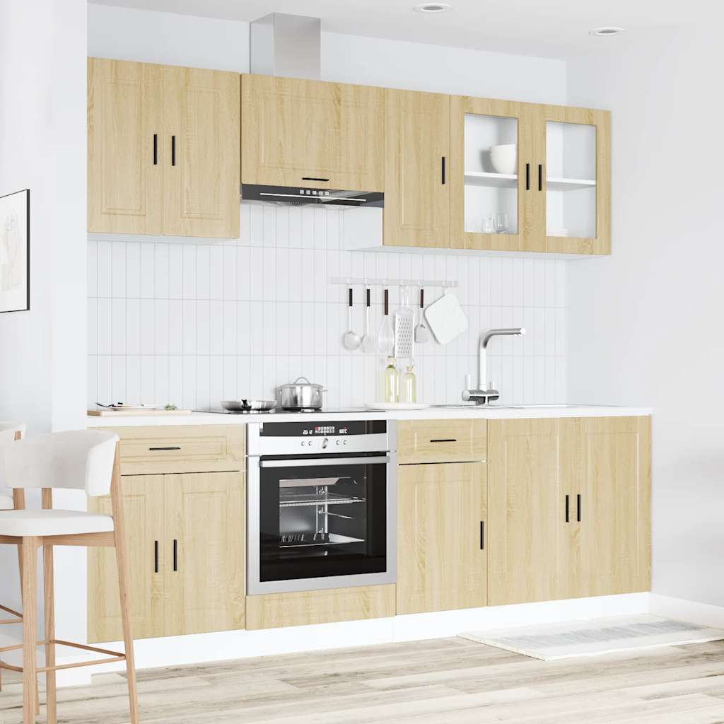 8-delige Keukenkastenset Porto bewerkt hout sonoma eikenkleur is nu te koop bij PeponiXL, paradijselijk wonen!