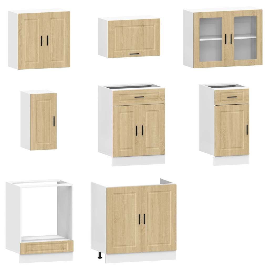 8-delige Keukenkastenset Porto bewerkt hout sonoma eikenkleur is nu te koop bij PeponiXL, paradijselijk wonen!