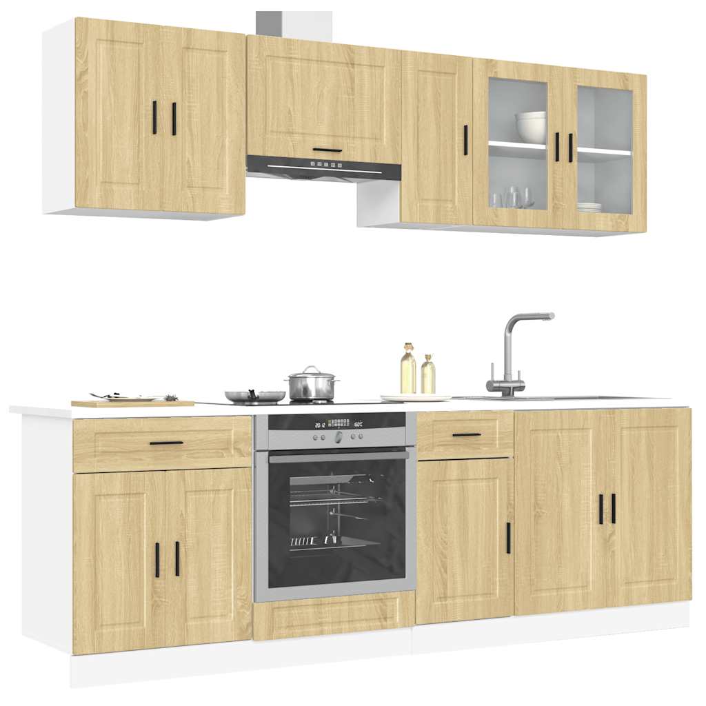 8-delige Keukenkastenset Porto bewerkt hout sonoma eikenkleur is nu te koop bij PeponiXL, paradijselijk wonen!