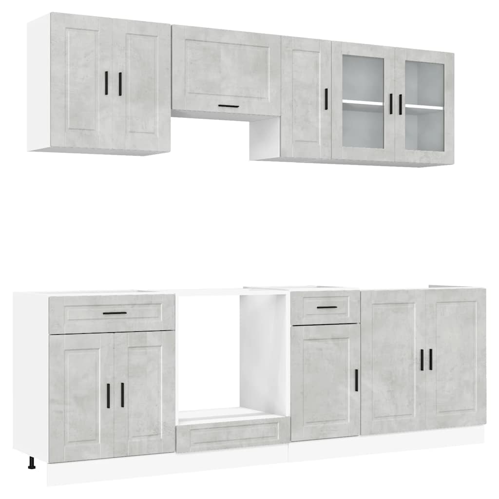 8-delige Keukenkastenset Porto bewerkt hout betongrijs is nu te koop bij PeponiXL, paradijselijk wonen!