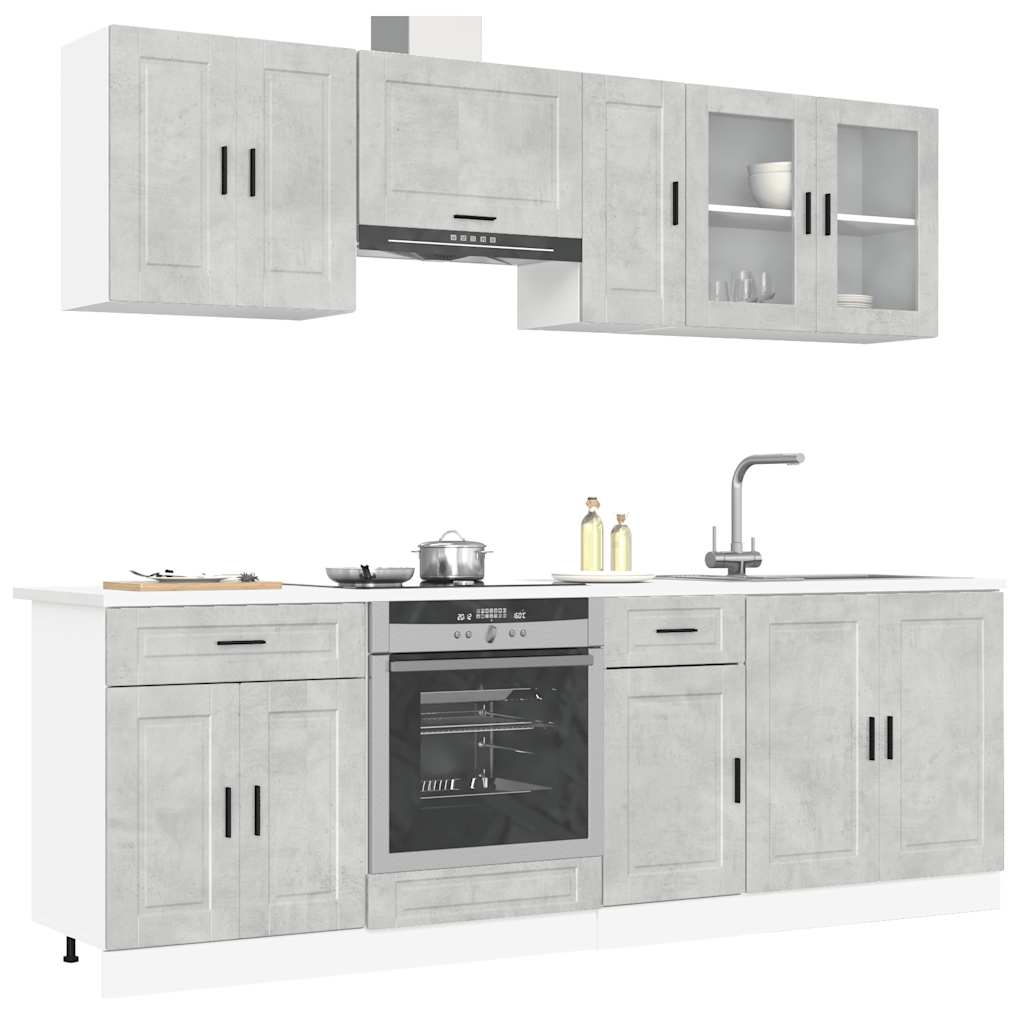 8-delige Keukenkastenset Porto bewerkt hout betongrijs is nu te koop bij PeponiXL, paradijselijk wonen!