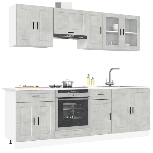 8-delige Keukenkastenset Porto bewerkt hout betongrijs is nu te koop bij PeponiXL, paradijselijk wonen!
