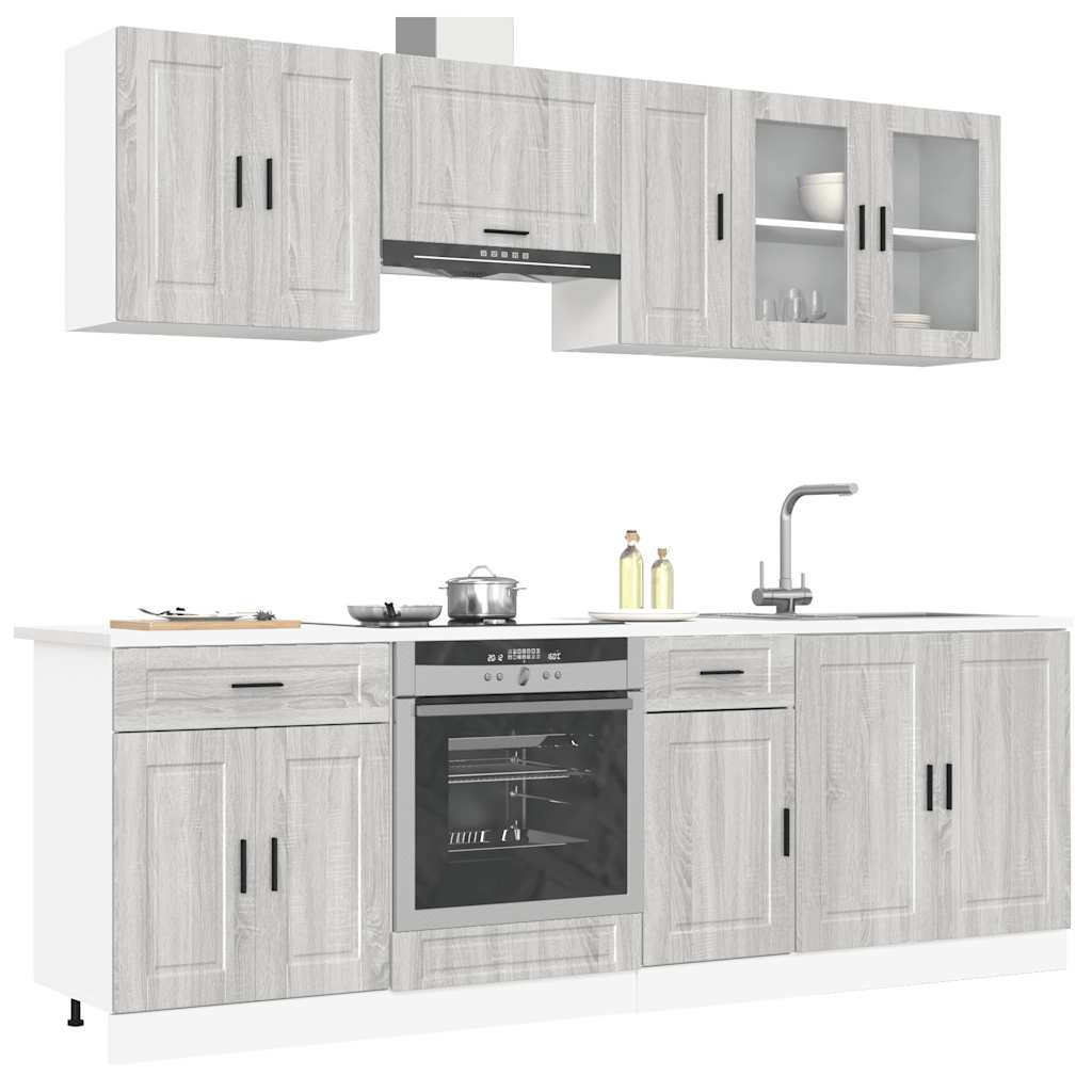 8-delige Keukenkastenset Kalmar bewerkt hout grijs sonoma eiken is nu te koop bij PeponiXL, paradijselijk wonen!