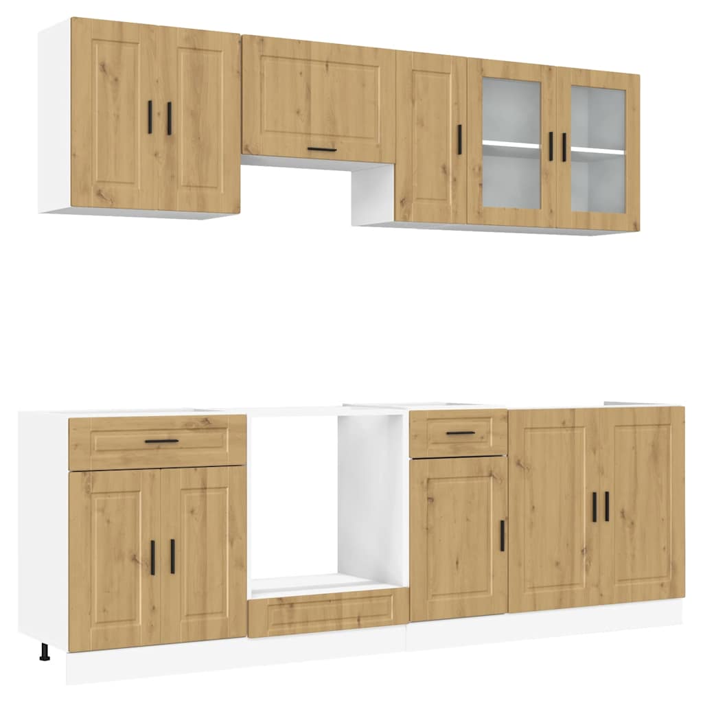 8-delige Keukenkastenset Kalmar bewerkt hout artisanaal eiken is nu te koop bij PeponiXL, paradijselijk wonen!