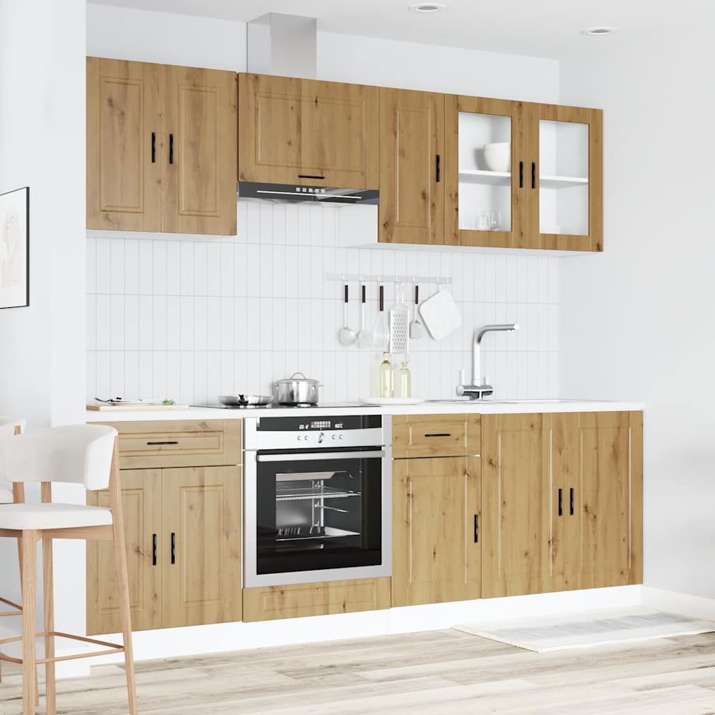8-delige Keukenkastenset Kalmar bewerkt hout artisanaal eiken is nu te koop bij PeponiXL, paradijselijk wonen!