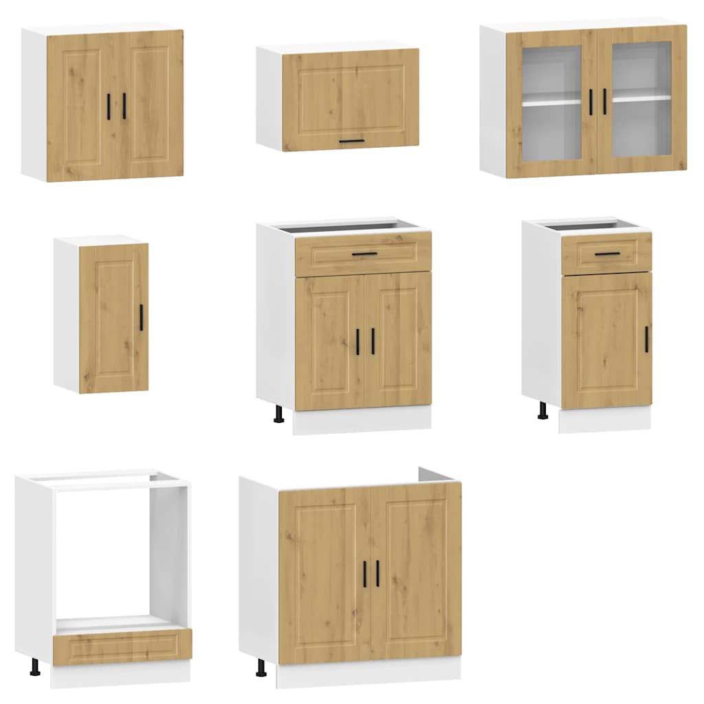 8-delige Keukenkastenset Kalmar bewerkt hout artisanaal eiken is nu te koop bij PeponiXL, paradijselijk wonen!