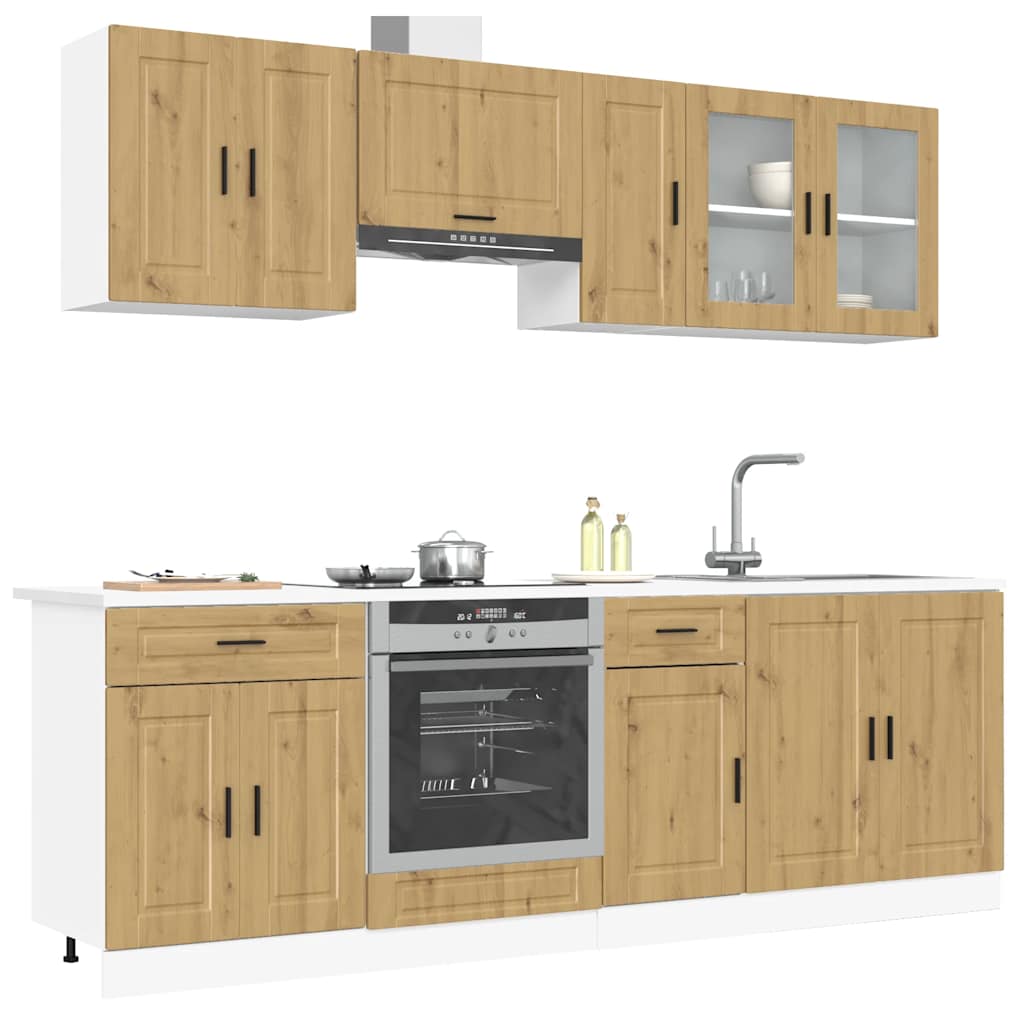 8-delige Keukenkastenset Kalmar bewerkt hout artisanaal eiken is nu te koop bij PeponiXL, paradijselijk wonen!