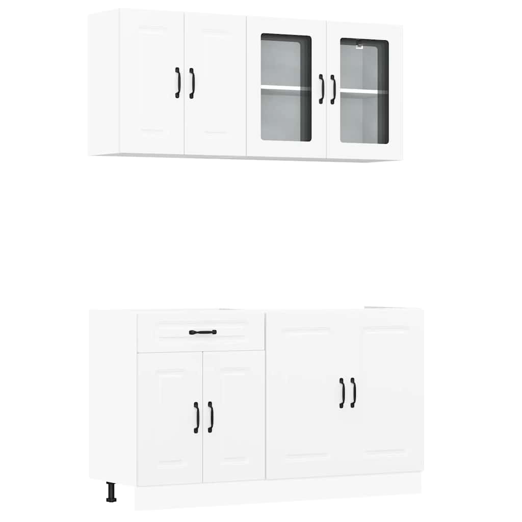 4-delige Keukenkastenset Kalmar bewerkt hout wit is nu te koop bij PeponiXL, paradijselijk wonen!