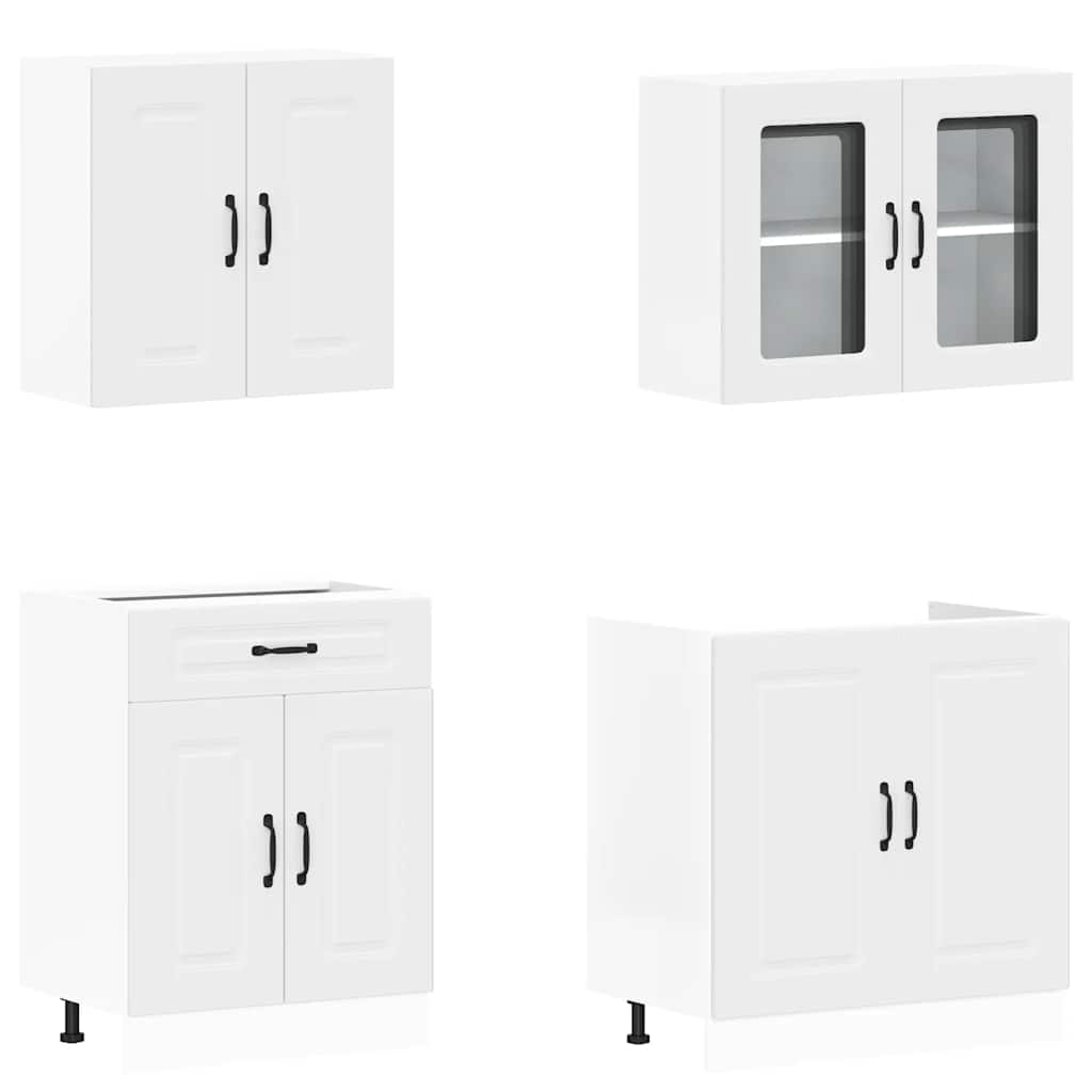 4-delige Keukenkastenset Kalmar bewerkt hout wit is nu te koop bij PeponiXL, paradijselijk wonen!
