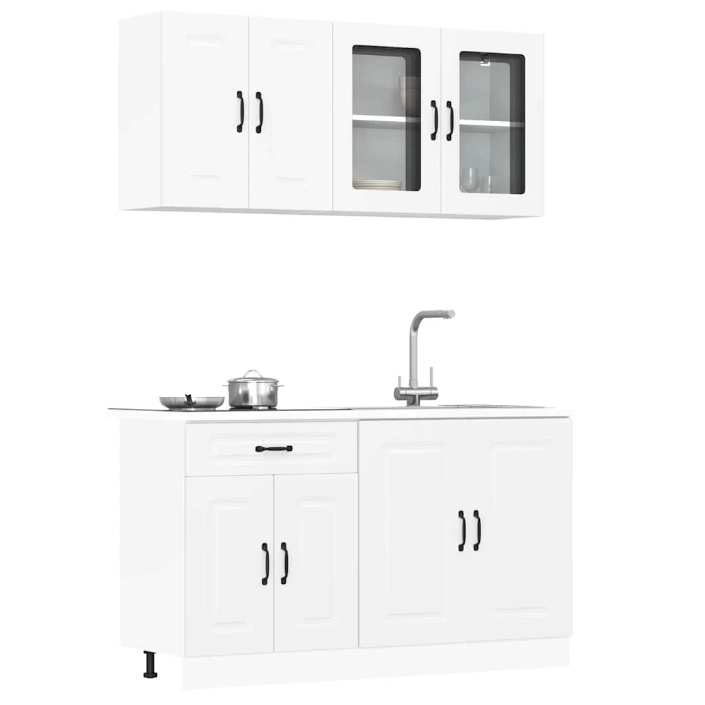 4-delige Keukenkastenset Kalmar bewerkt hout wit is nu te koop bij PeponiXL, paradijselijk wonen!