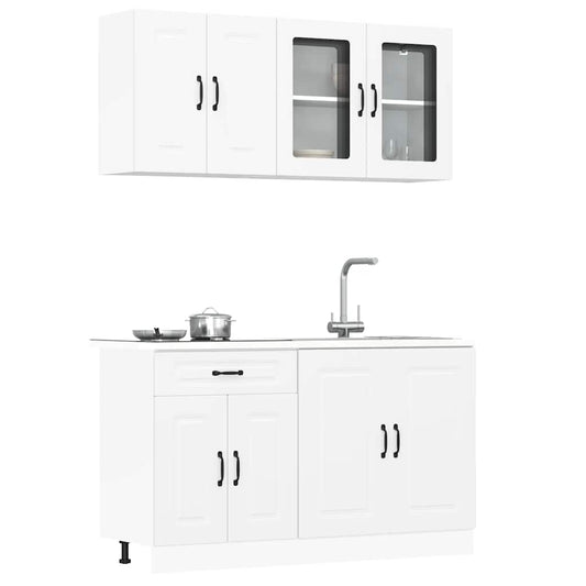4-delige Keukenkastenset Kalmar bewerkt hout wit is nu te koop bij PeponiXL, paradijselijk wonen!