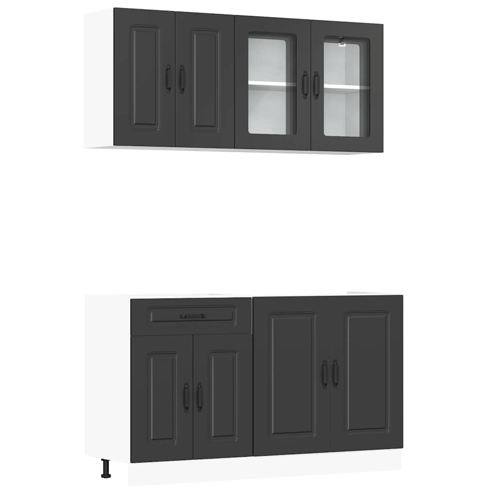 4-delige Keukenkastenset Kalmar bewerkt hout zwart is nu te koop bij PeponiXL, paradijselijk wonen!