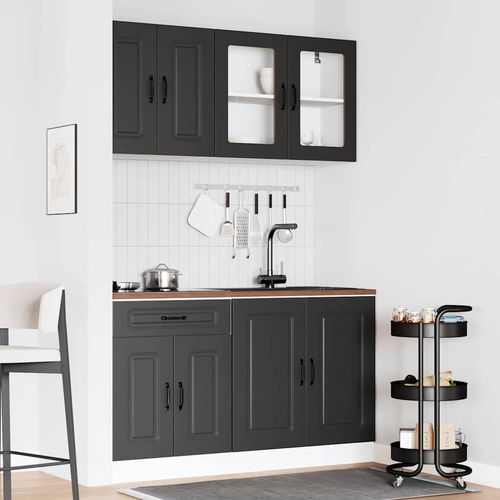 4-delige Keukenkastenset Kalmar bewerkt hout zwart is nu te koop bij PeponiXL, paradijselijk wonen!