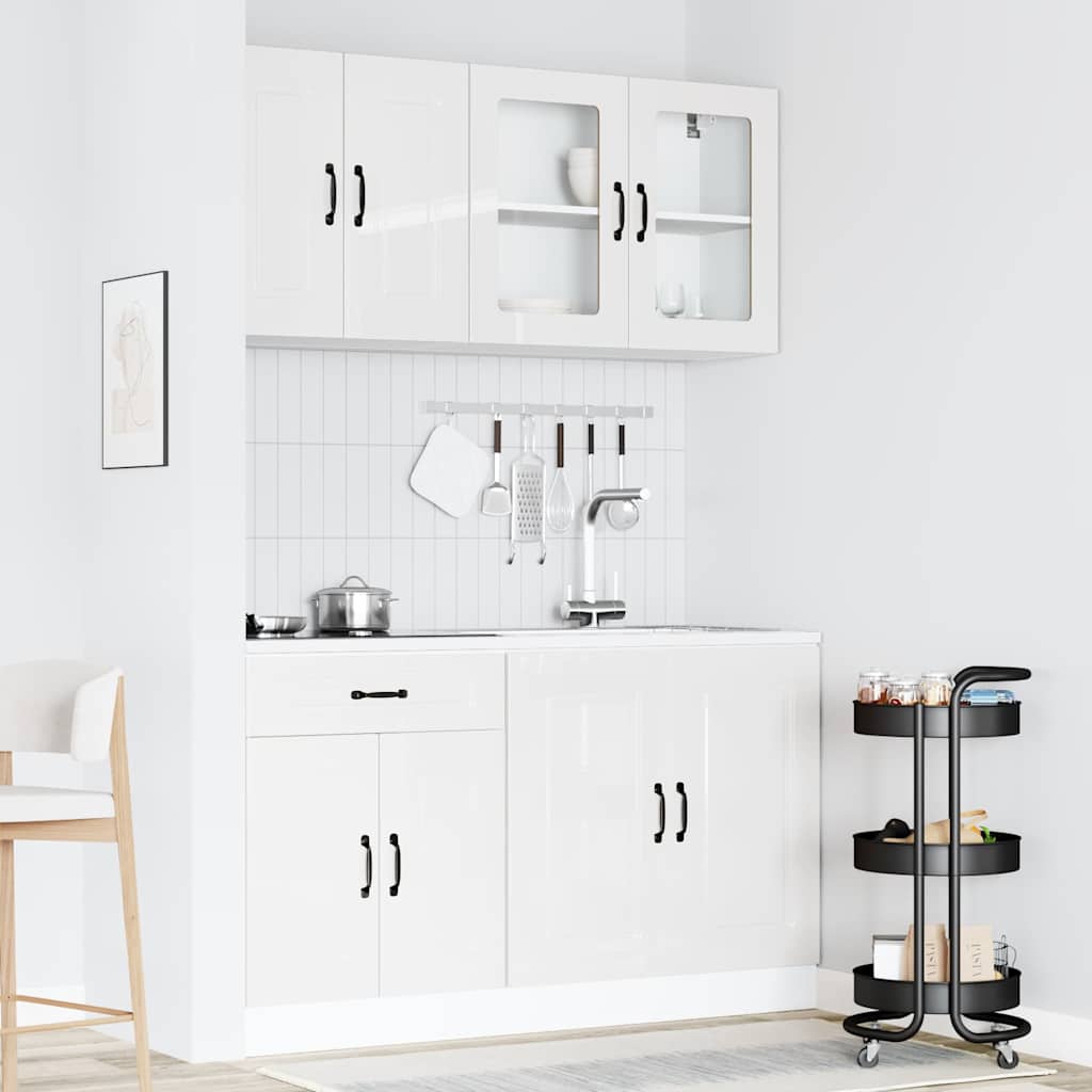 4-delige Keukenkastenset Kalmar bewerkt hout glanzend wit is nu te koop bij PeponiXL, paradijselijk wonen!