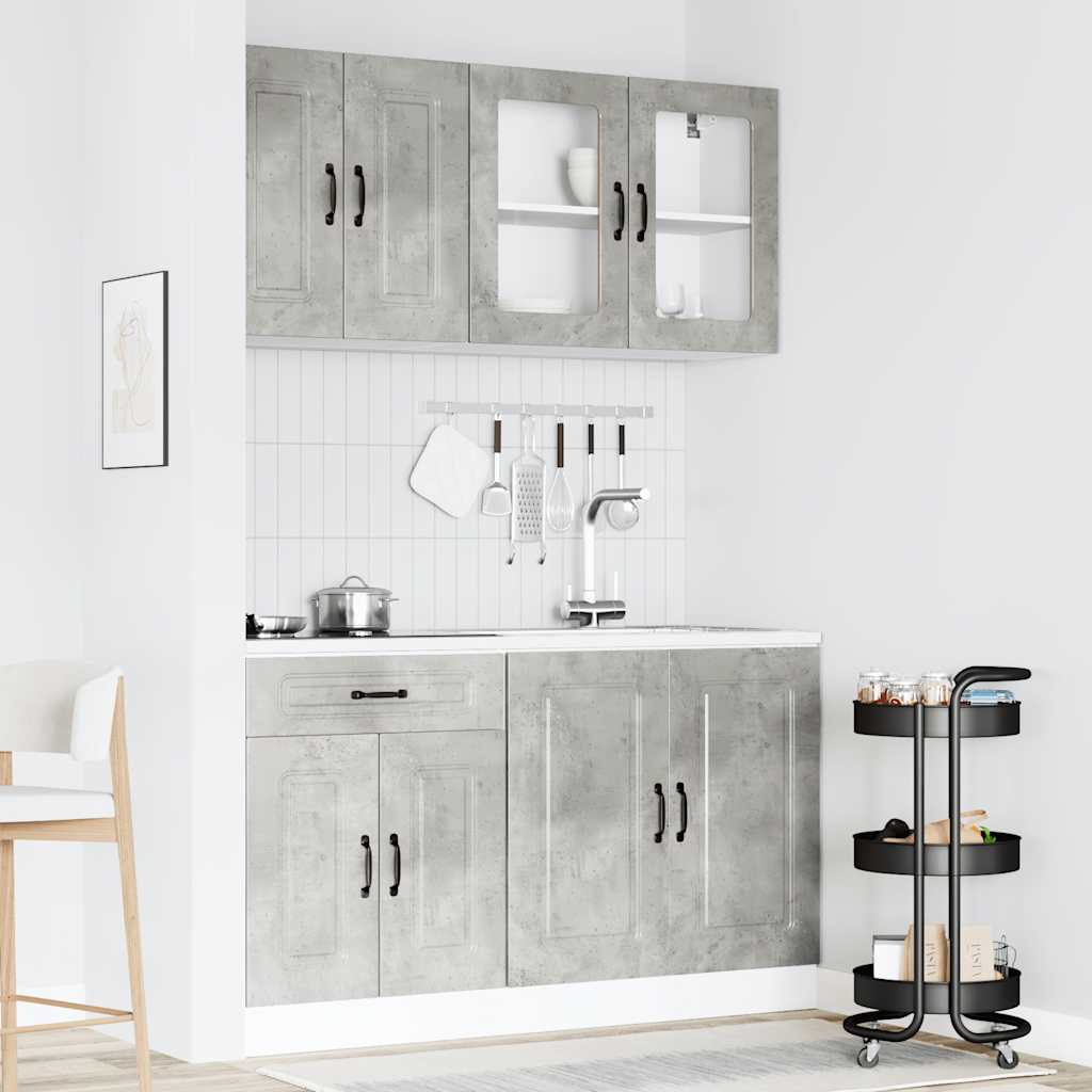 4-delige Keukenkastenset Kalmar bewerkt hout betongrijs is nu te koop bij PeponiXL, paradijselijk wonen!