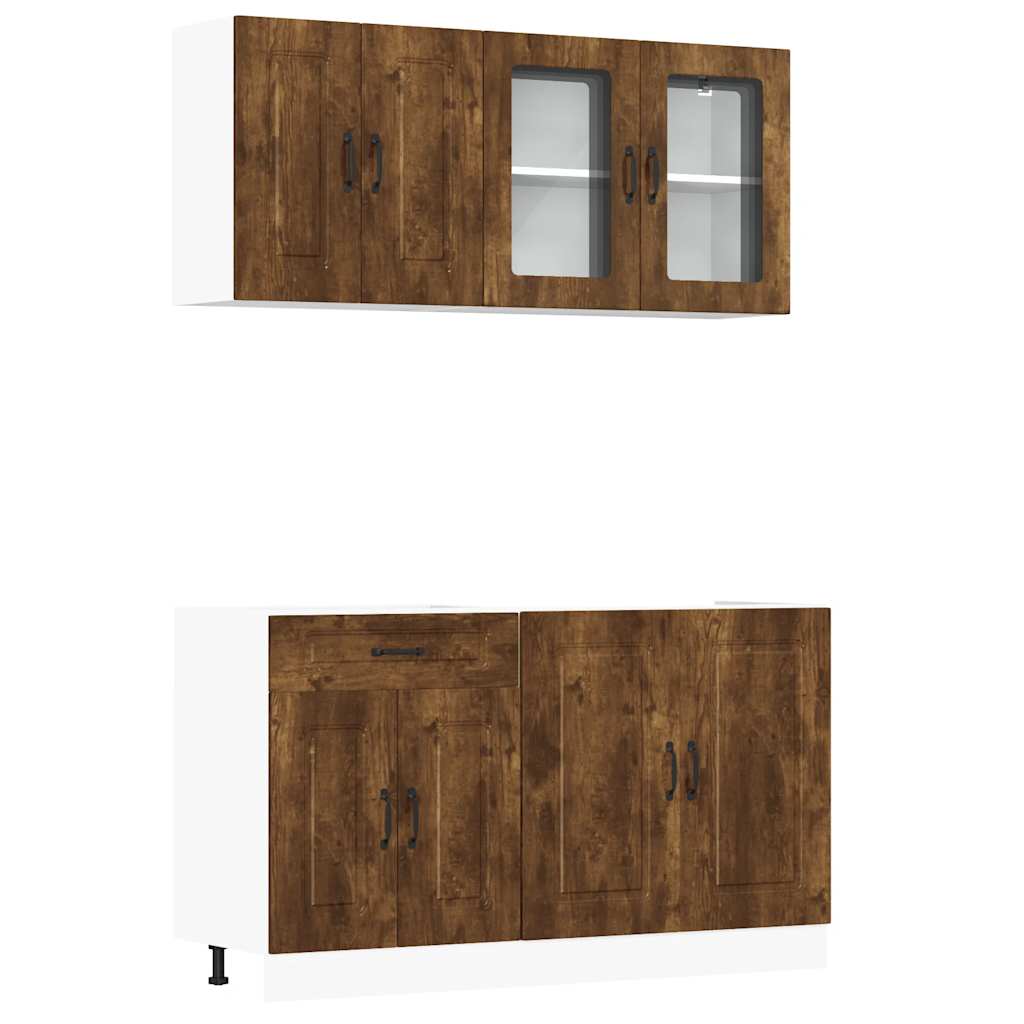 4-delige Keukenkastenset Kalmar bewerkt hout gerookt eiken is nu te koop bij PeponiXL, paradijselijk wonen!