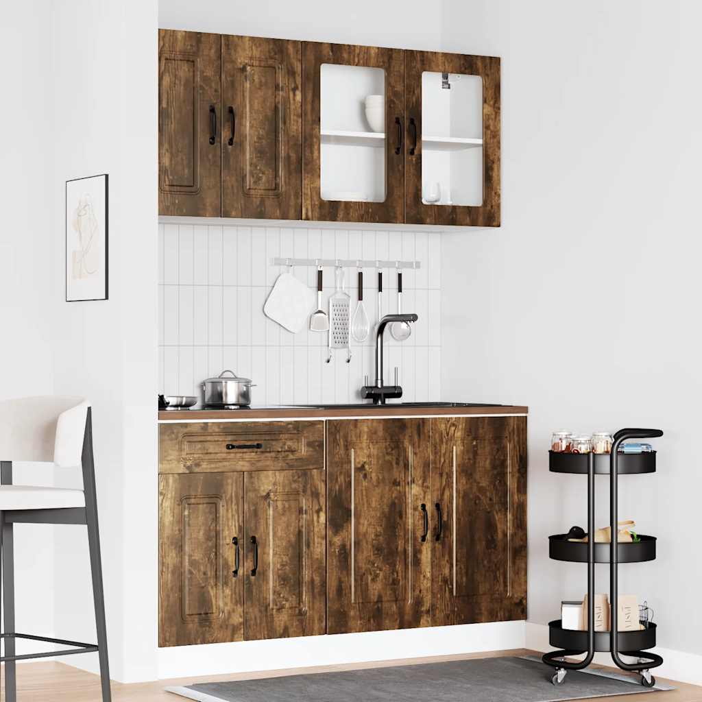 4-delige Keukenkastenset Kalmar bewerkt hout gerookt eiken is nu te koop bij PeponiXL, paradijselijk wonen!