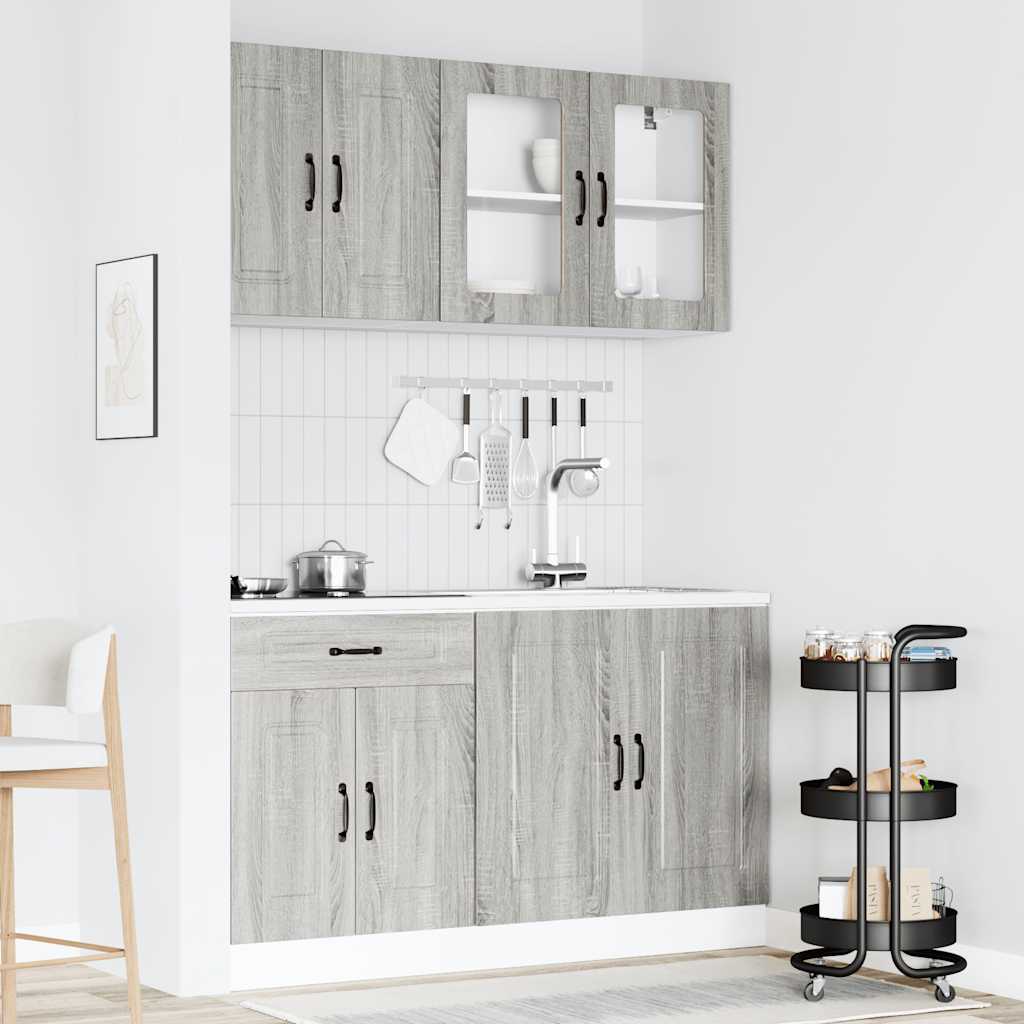 4-delige Keukenkastenset Kalmar bewerkt hout grijs sonoma eiken is nu te koop bij PeponiXL, paradijselijk wonen!