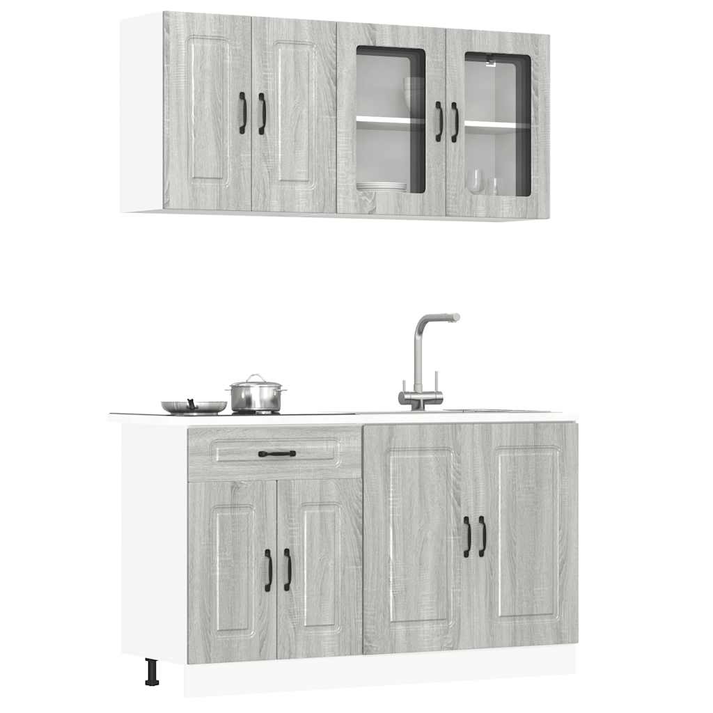 4-delige Keukenkastenset Kalmar bewerkt hout grijs sonoma eiken is nu te koop bij PeponiXL, paradijselijk wonen!