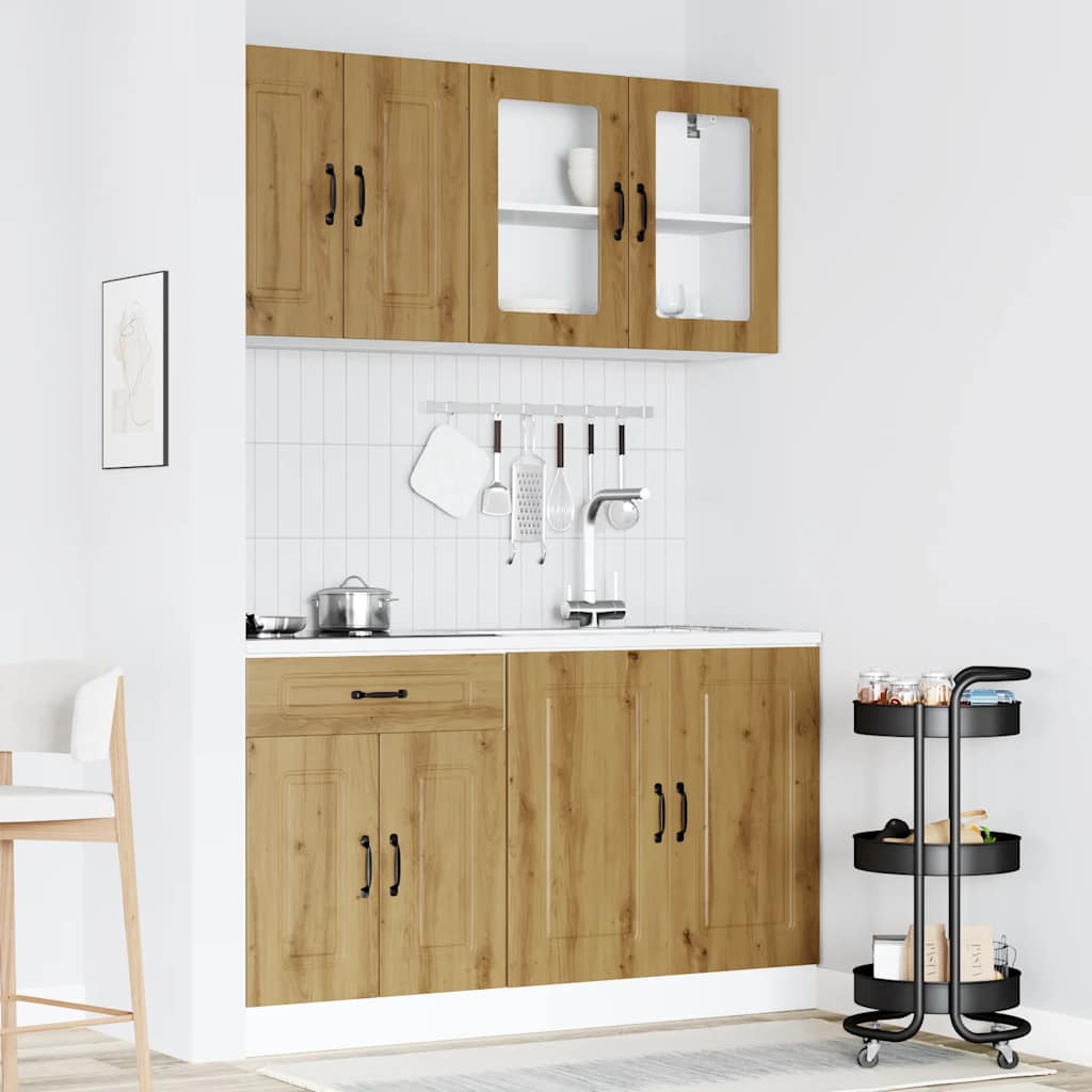 4-delige Keukenkastenset Kalmar bewerkt hout artisanaal eiken is nu te koop bij PeponiXL, paradijselijk wonen!