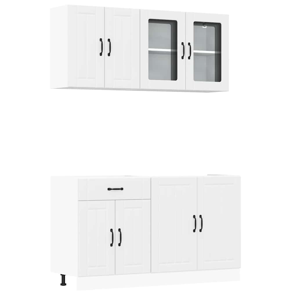 4-delige Keukenkastenset Lucca bewerkt hout wit is nu te koop bij PeponiXL, paradijselijk wonen!