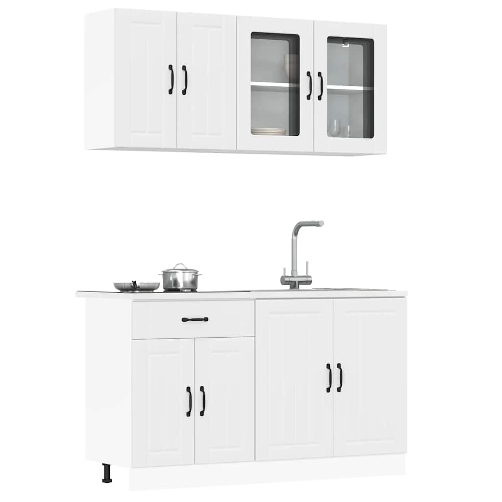 4-delige Keukenkastenset Lucca bewerkt hout wit is nu te koop bij PeponiXL, paradijselijk wonen!