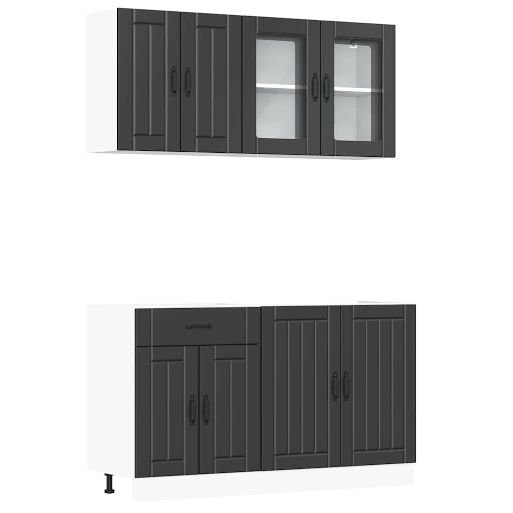 4-delige Keukenkastenset Lucca bewerkt hout zwart is nu te koop bij PeponiXL, paradijselijk wonen!