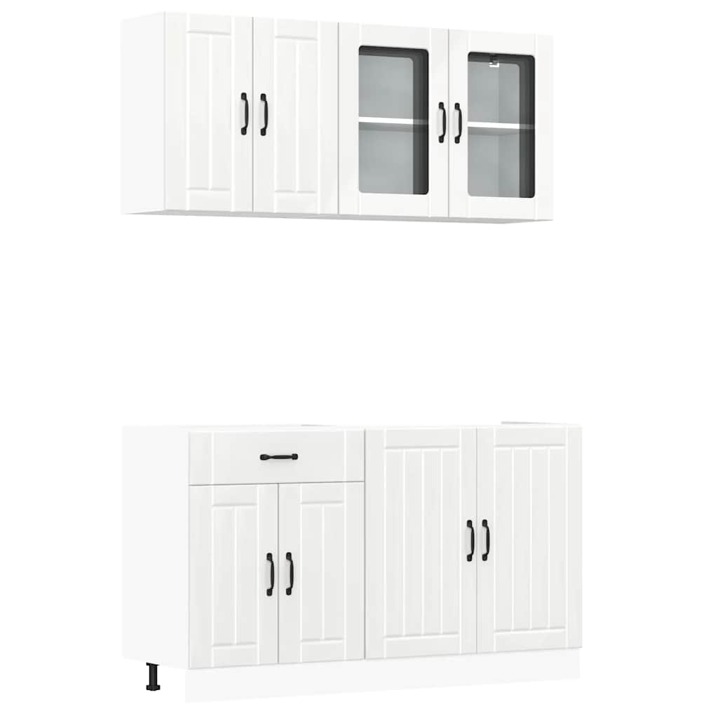 4-delige Keukenkastenset Lucca bewerkt hout glanzend wit is nu te koop bij PeponiXL, paradijselijk wonen!