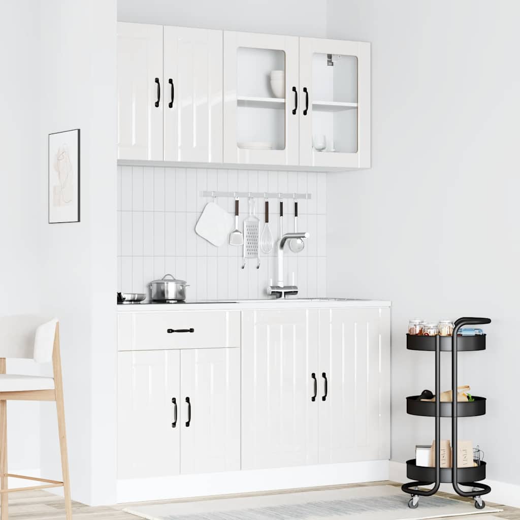 4-delige Keukenkastenset Lucca bewerkt hout glanzend wit is nu te koop bij PeponiXL, paradijselijk wonen!