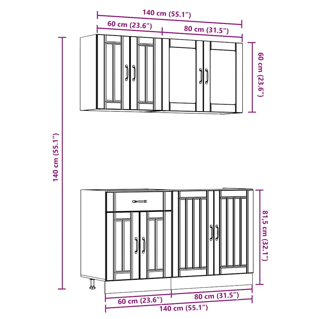 4-delige Keukenkastenset Lucca bewerkt hout glanzend wit is nu te koop bij PeponiXL, paradijselijk wonen!
