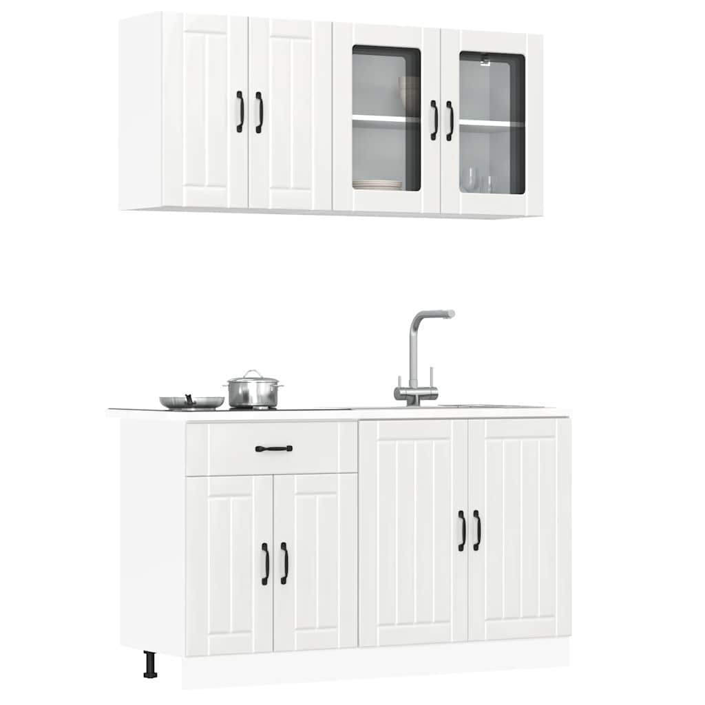 4-delige Keukenkastenset Lucca bewerkt hout glanzend wit is nu te koop bij PeponiXL, paradijselijk wonen!