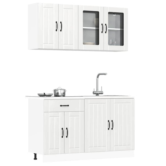 4-delige Keukenkastenset Lucca bewerkt hout glanzend wit is nu te koop bij PeponiXL, paradijselijk wonen!