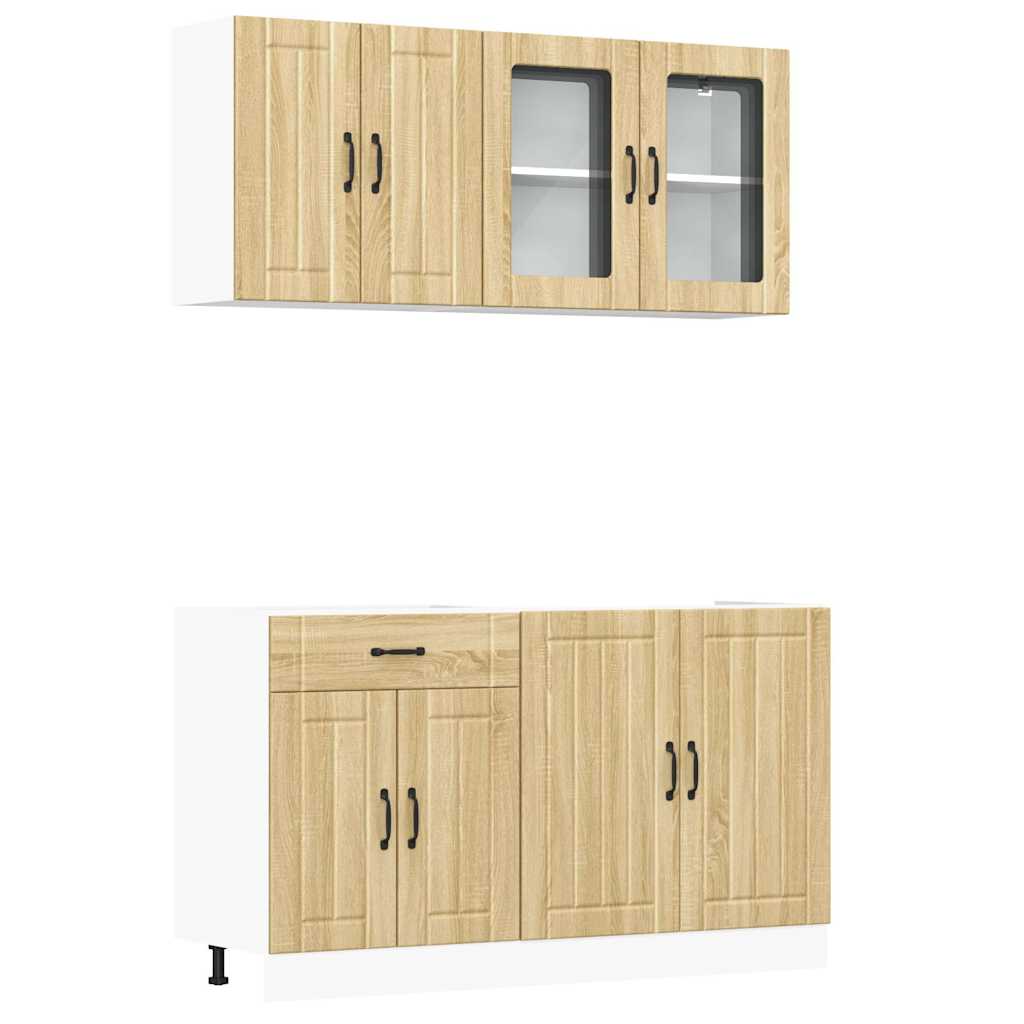 4-delige Keukenkastenset Lucca bewerkt hout sonoma eikenkleur is nu te koop bij PeponiXL, paradijselijk wonen!