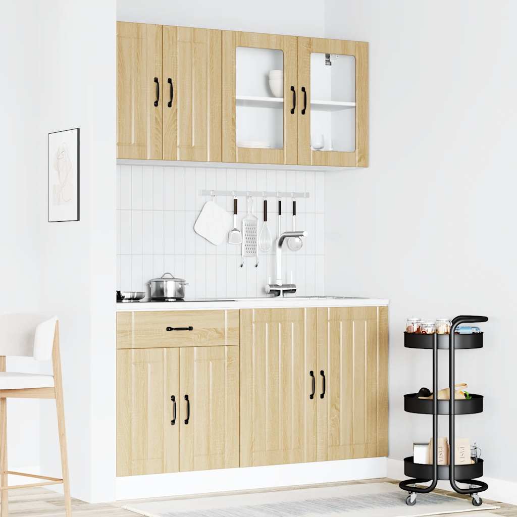 4-delige Keukenkastenset Lucca bewerkt hout sonoma eikenkleur is nu te koop bij PeponiXL, paradijselijk wonen!