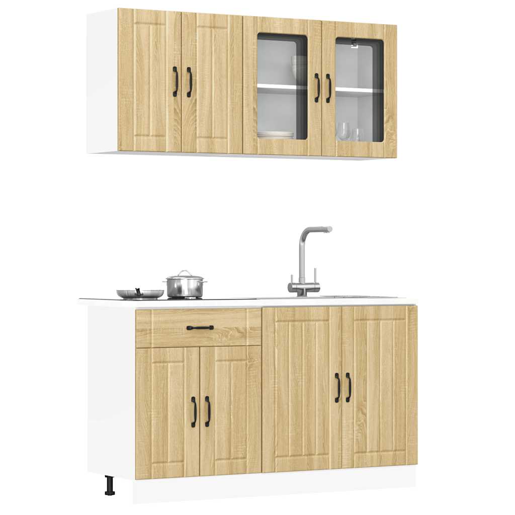 4-delige Keukenkastenset Lucca bewerkt hout sonoma eikenkleur is nu te koop bij PeponiXL, paradijselijk wonen!