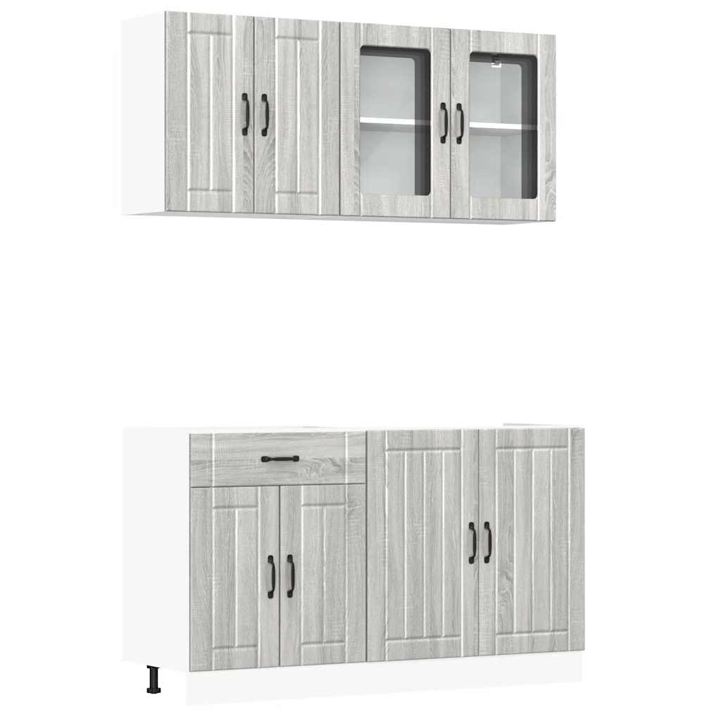 4-delige Keukenkastenset Lucca bewerkt hout grijs sonoma eiken is nu te koop bij PeponiXL, paradijselijk wonen!