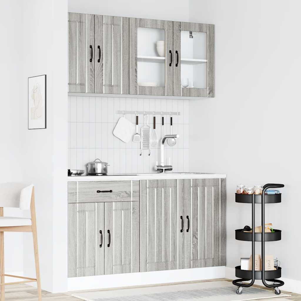 4-delige Keukenkastenset Lucca bewerkt hout grijs sonoma eiken is nu te koop bij PeponiXL, paradijselijk wonen!