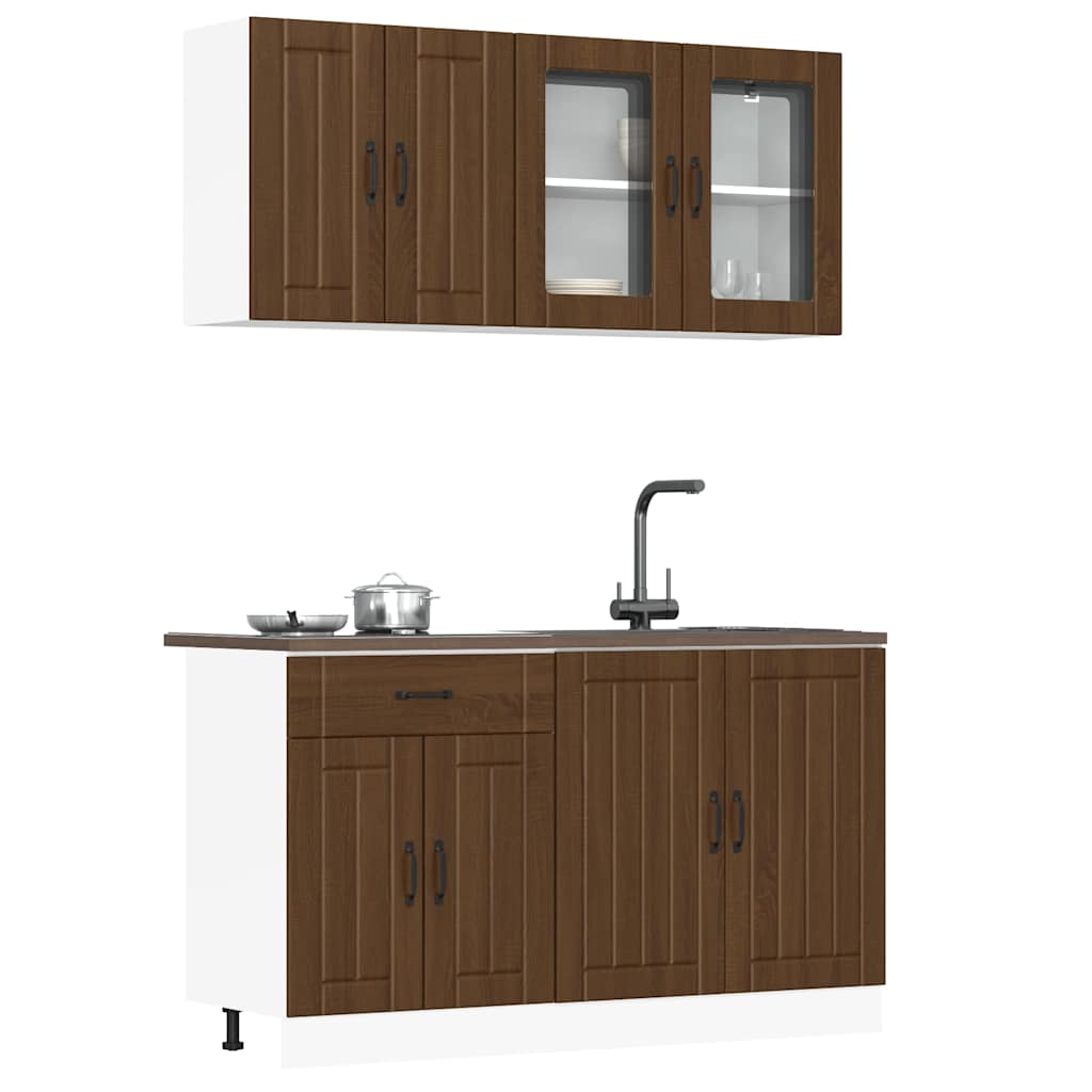 4-delige Keukenkastenset Lucca bewerkt hout bruin eikenkleur is nu te koop bij PeponiXL, paradijselijk wonen!