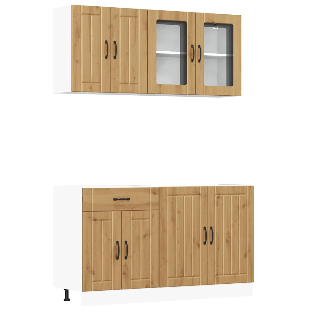 4-delige Keukenkastenset Kalmar bewerkt hout artisanaal eiken is nu te koop bij PeponiXL, paradijselijk wonen!