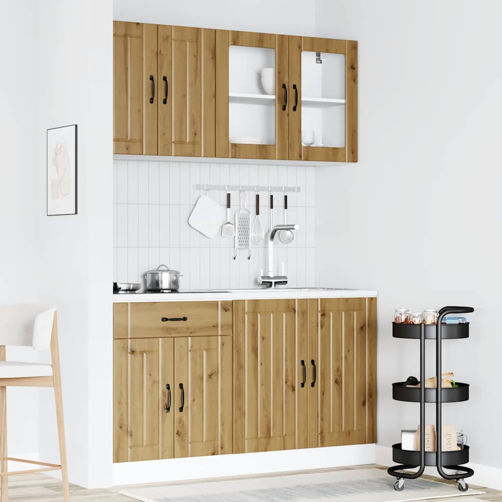 4-delige Keukenkastenset Kalmar bewerkt hout artisanaal eiken is nu te koop bij PeponiXL, paradijselijk wonen!